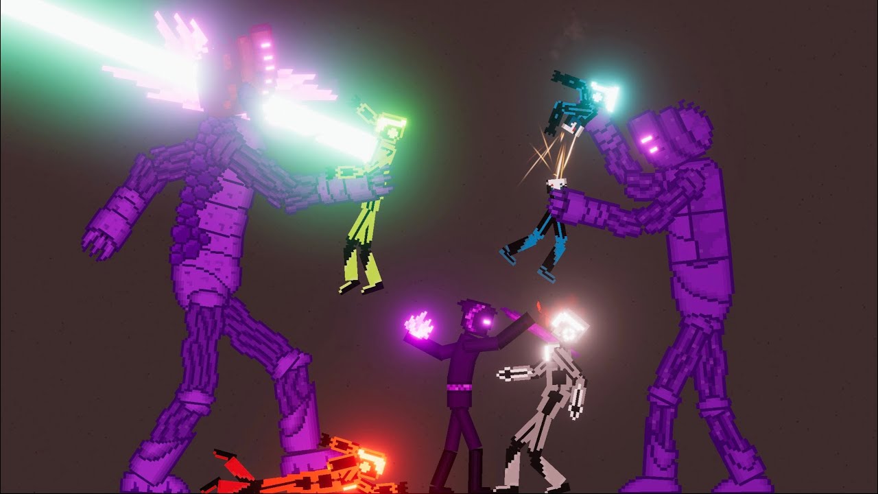 Giant Purple Monster Fight Against Hi-Tech Soldiers In People Playground