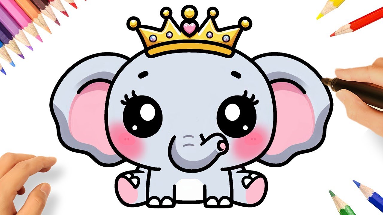 HOW TO DRAW A CUTE KAWAII ELEPHANT EASY 🐘
