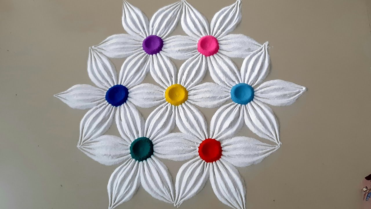 Indian Traditional Flowers Theme Rangoli design for Diwali Festival |Diwali Rangolis | Top Rangolis