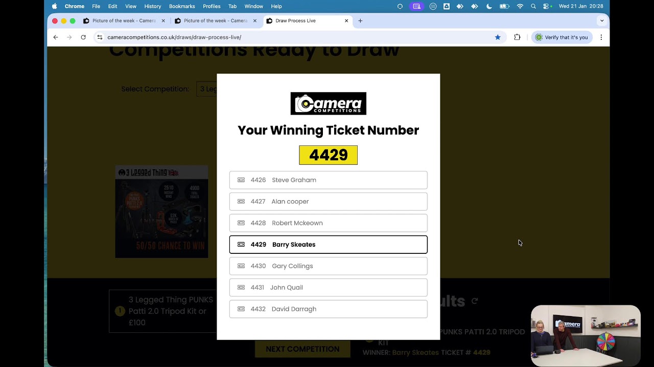 Live winners draw 21/1/26 @ 8pm