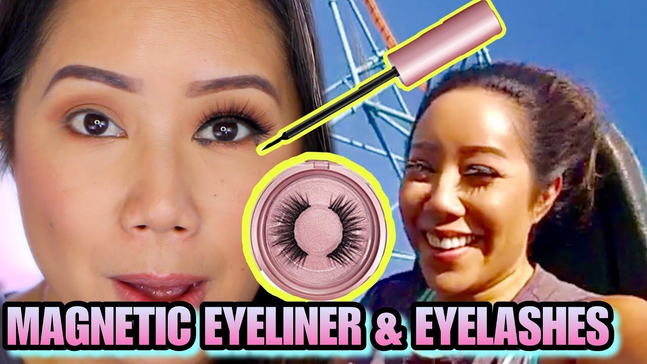 HOW TO APPLY MAGNETIC EYELINER & LASHES - ROLLER COASTER TESTED! MAGNETIC LINER & LASHES REVIEW