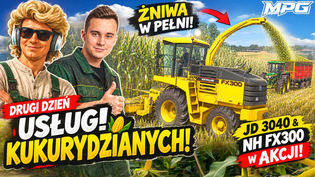 🔥DRUGI DZIEŃ😍na USŁUGACH KUKURYDZIANYCH!🌽JD 3040💚& NH FX300💛w AKCJI!🔥 #MPG [#705] FS25 w/ Koliz