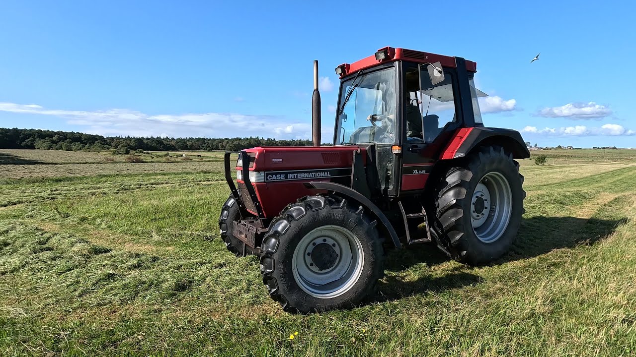 Case 844 XL Plus mit Kuhn Scheibenm&auml;hwerk im Einsatz | Inselbauer auf Amrum am M&auml;hen |
