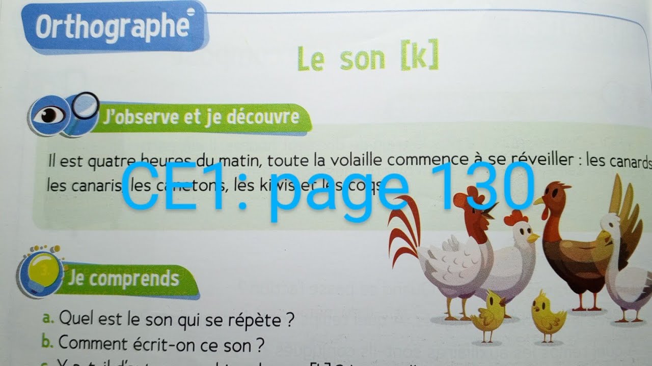 CE1 : Orthographe : Le son [ k ] page 130  Le trésor des mots