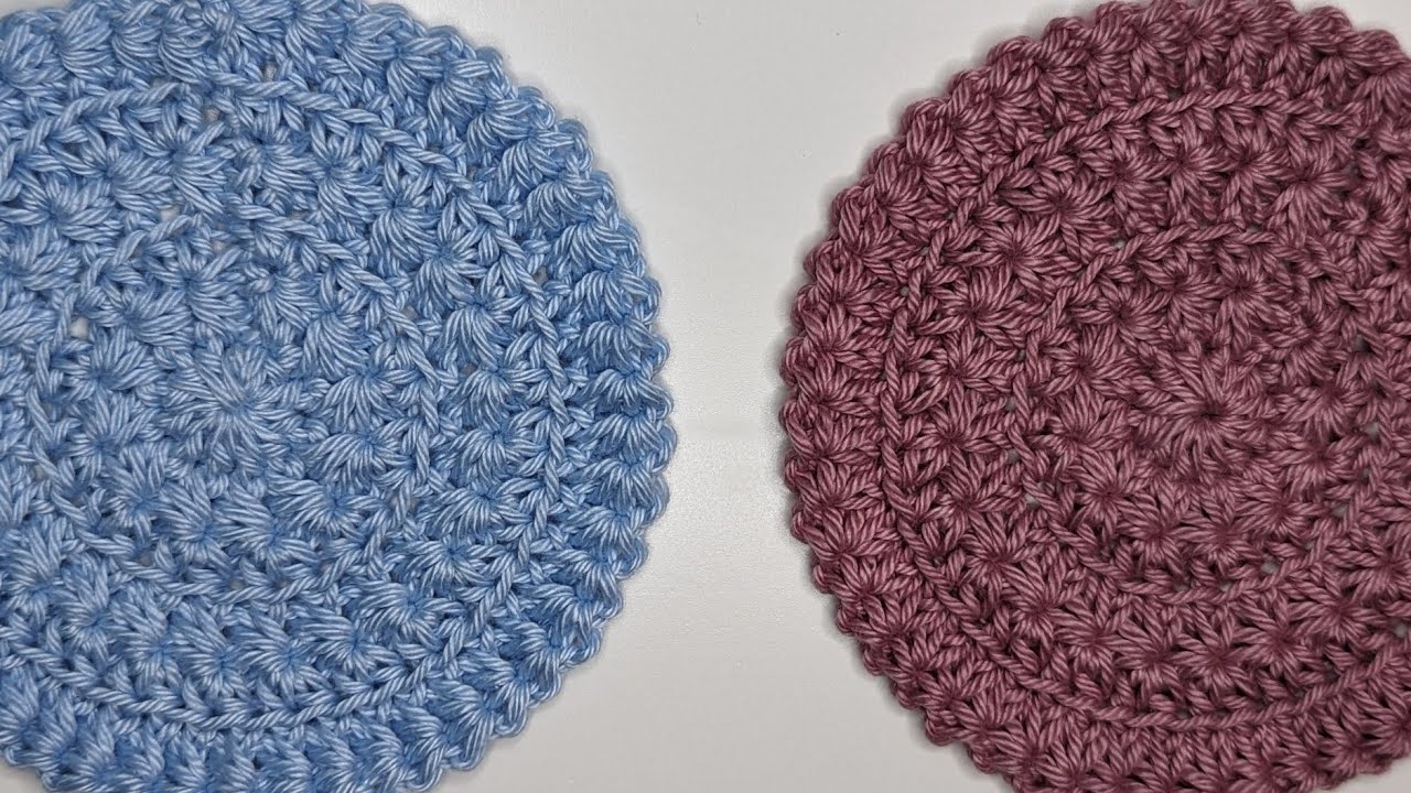 Untersetzer häkeln, Star Stitch in rounds, Sternmuster in Runden, nur zwei Runden