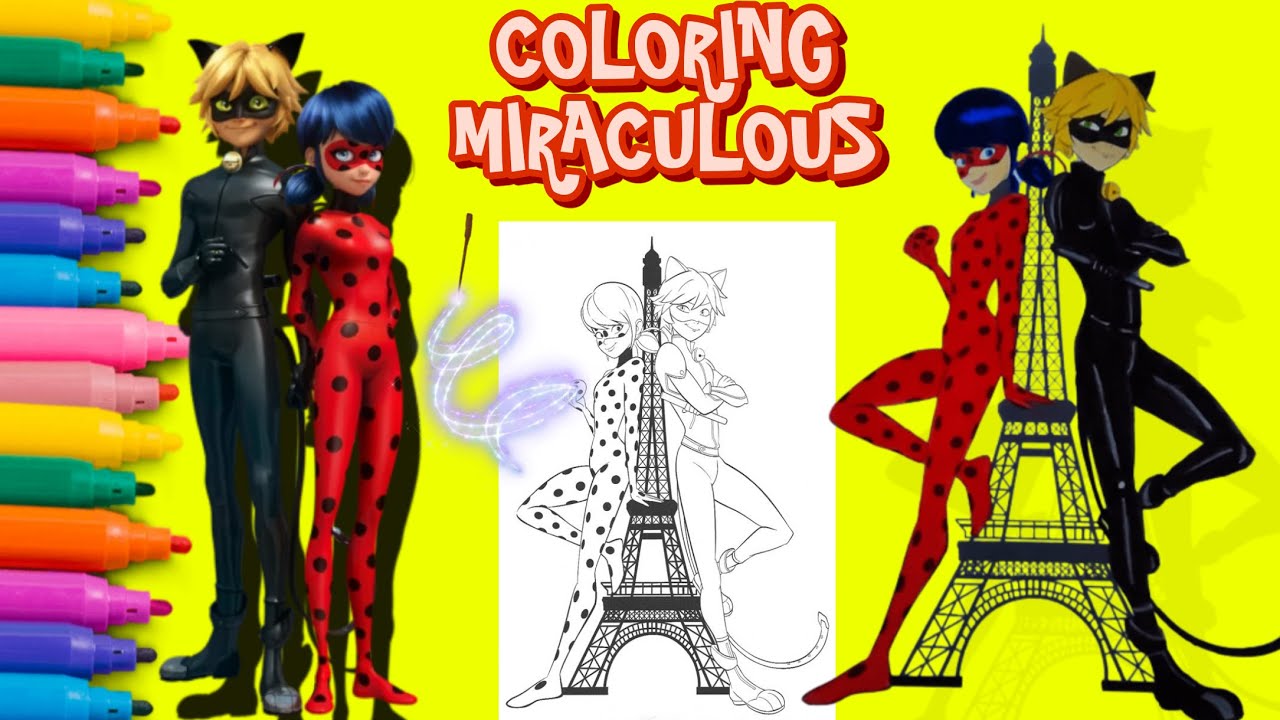 How to Color a Miraculous Ladybug and Cat Noir Coloring Masterpiece|Art with Touch Marker#coloring