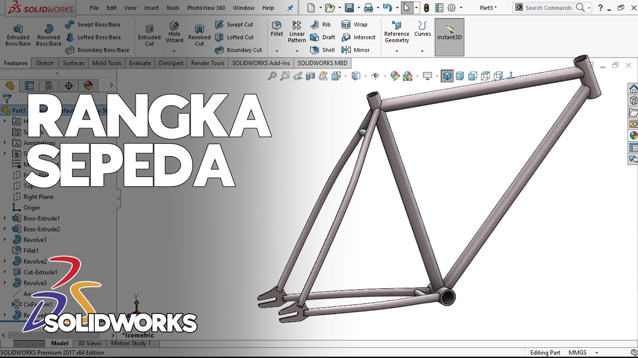 Membuat Desain Rangka Sepeda 3D menggunakan SolidWorks