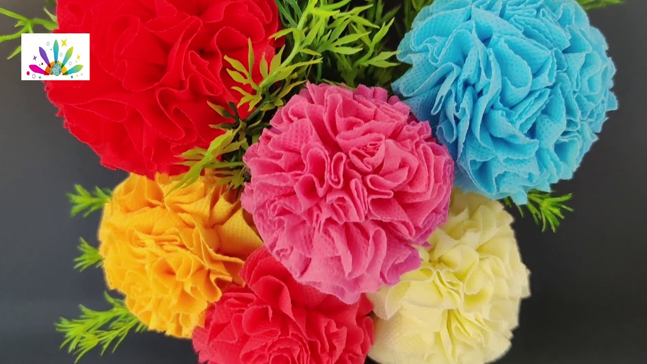 Cotton carry bag flowers || Flower making 466
