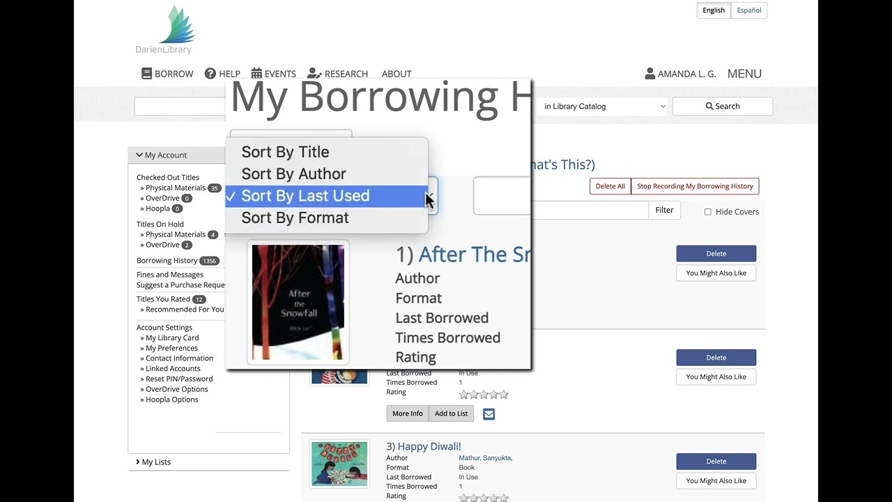 New Catalog: My Borrowing History