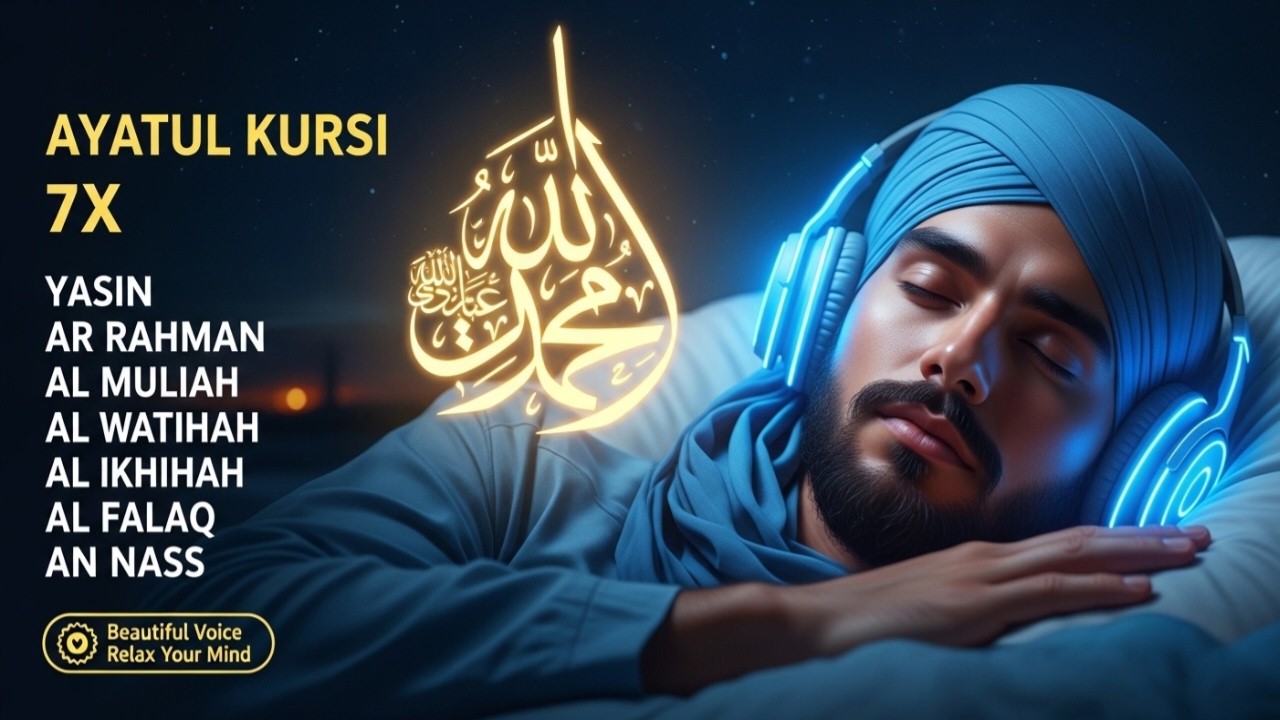 Peaceful Quran Recitation for the Soul: Ayat Kursi 7x, Yasin, Ar Rahman, Waqiah, Mulk