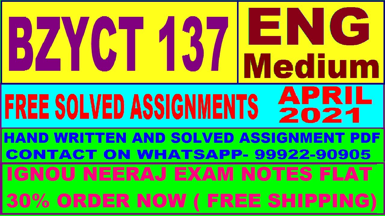 BZYCT 137 in English solved assignment 2021 / Handwritten assignment pdf 80rs / IGNOU EXAM NOTES 30%