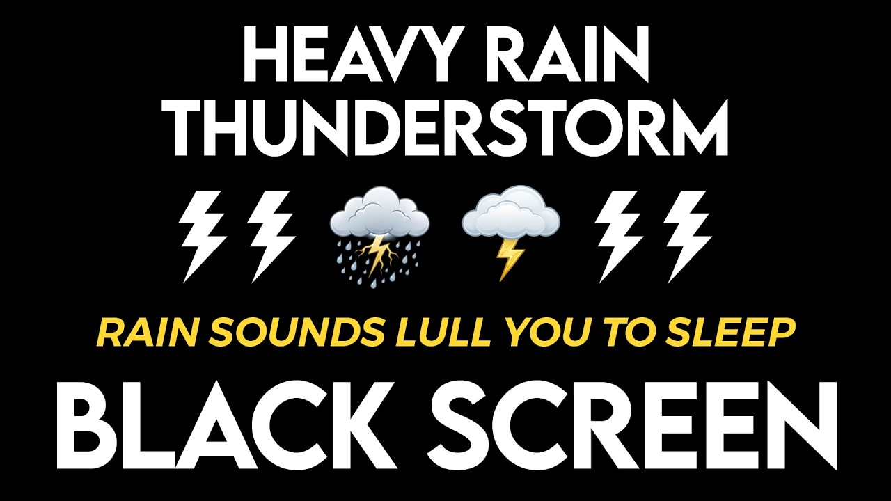 Звуки дождя убаюкивают вас – сильный ливень и гром ⚡ Белый шум, черный экран для сна