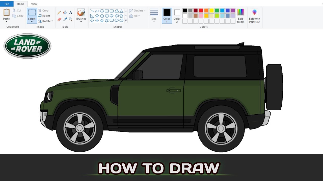 How to draw Land Rover Defender 90 in computer using Ms Paint | Ms Paint Drawing.