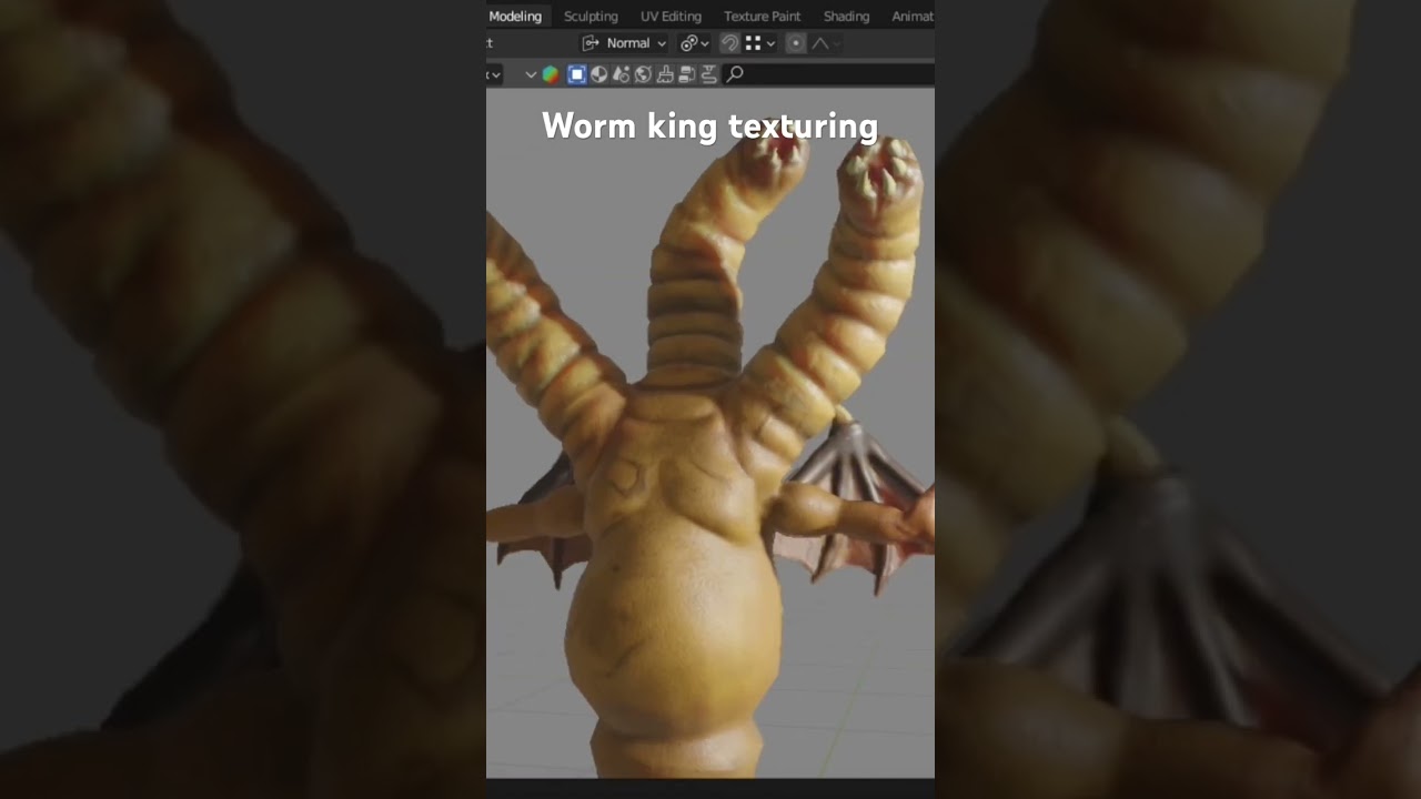 Worm king texturing in blender