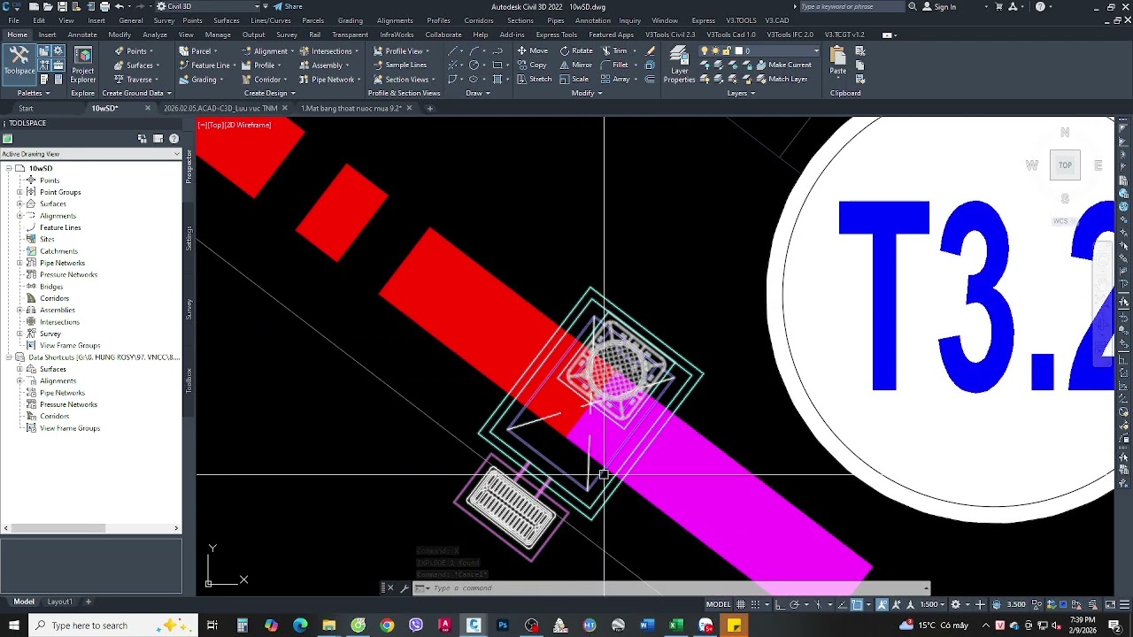 C3D-Chạy cao độ nút và Trắc dọc cống TNM