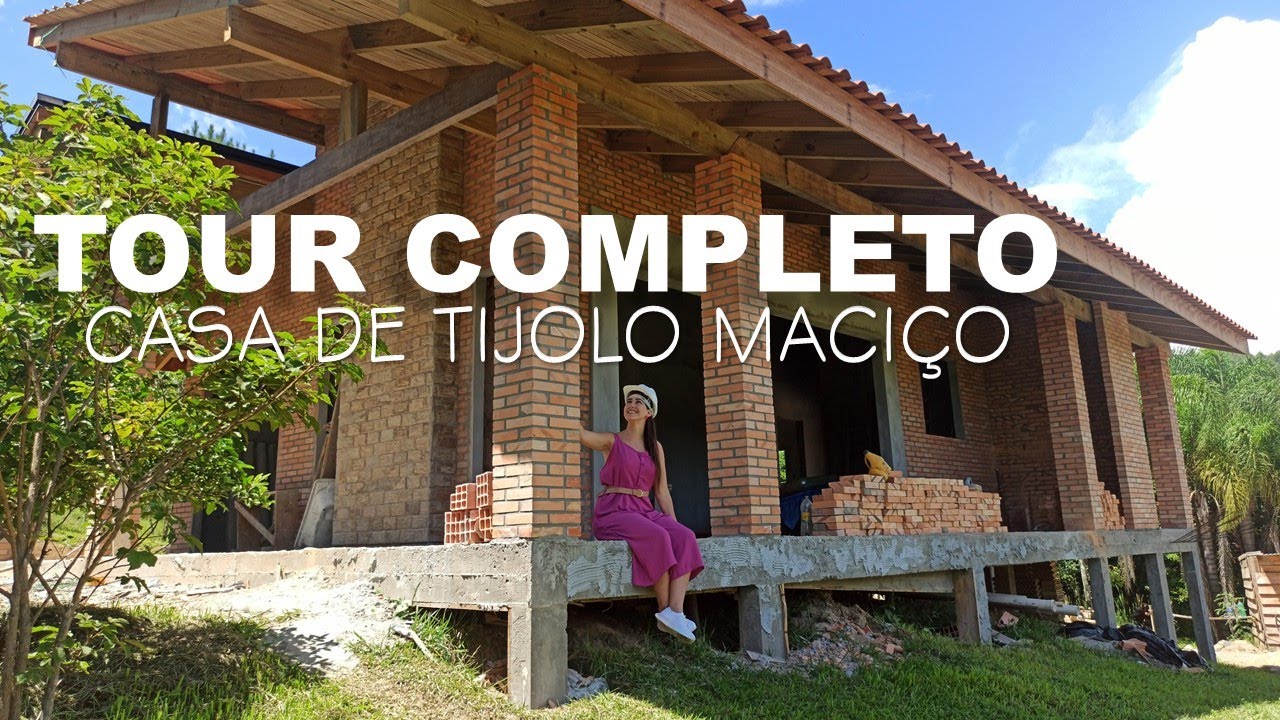 TOUR NA OBRA casa de tijolo maciço com forro inclinado