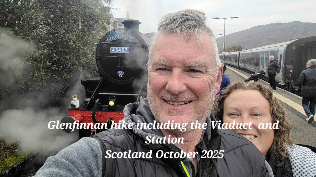 Glenfinnan Station, Viaduct, monument and Harry Potter steam train October 2025