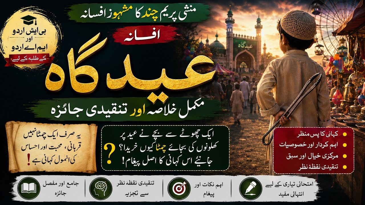 eidgah Premchand summary|Premchand ki afsana nigari| Premchand ke afsane|  عید گاہ کا تنقید جائزہ