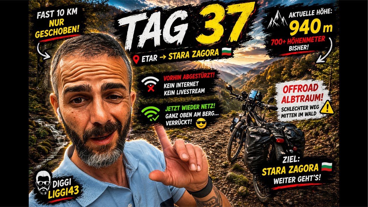 Tag 37 &ndash; 10KM NUR GESCHOBEN 😳 940m H&ouml;he&hellip; kompletter OFFROAD ALBTRAUM (Teil 2)