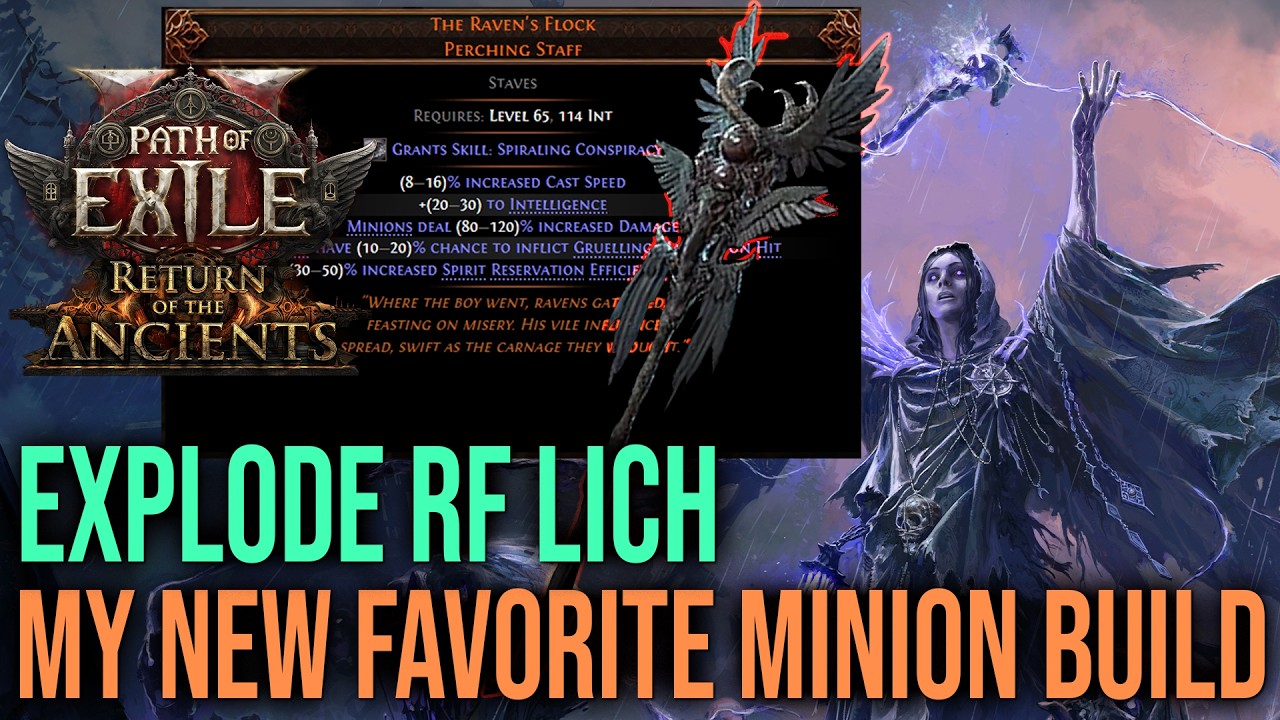 Explode Minion RF Raven Flock Lich - Path of exile 2