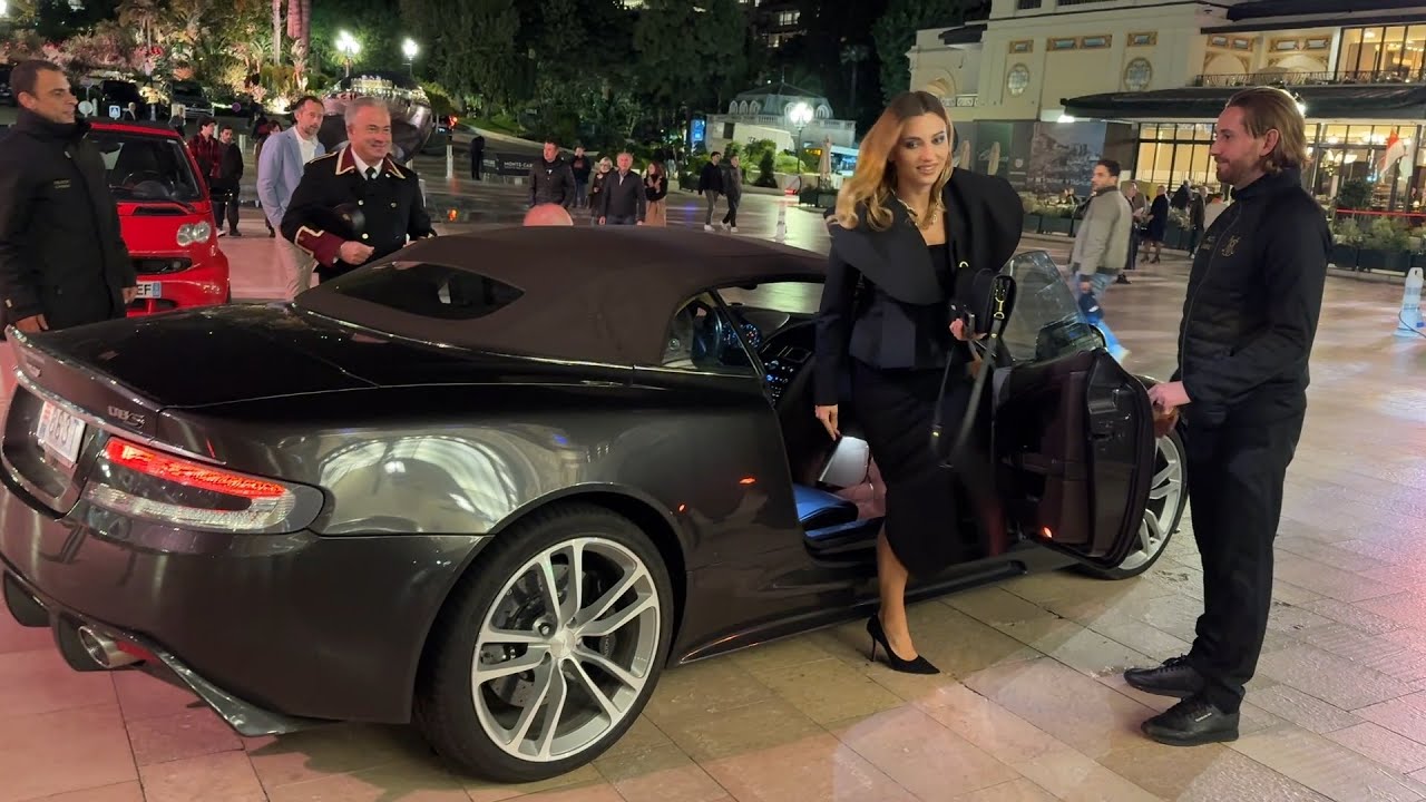 Gorgeous blonde getting out of Aston Martin DBS volante #Monaco #gmk #Casino #viral #trending #video