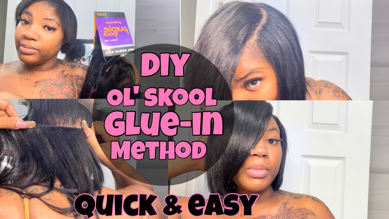 HOW-TO OL' SKOOL GLUE -IN WEAVE INSTALL | FT. OUTRE PURPLE PACK HAIR | DIY
