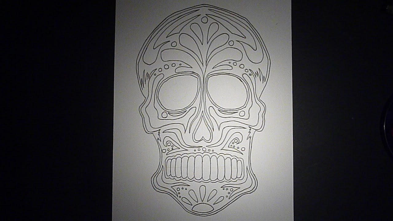 Speed-drawing crane mexicain ( Calavera) en noir et blanc