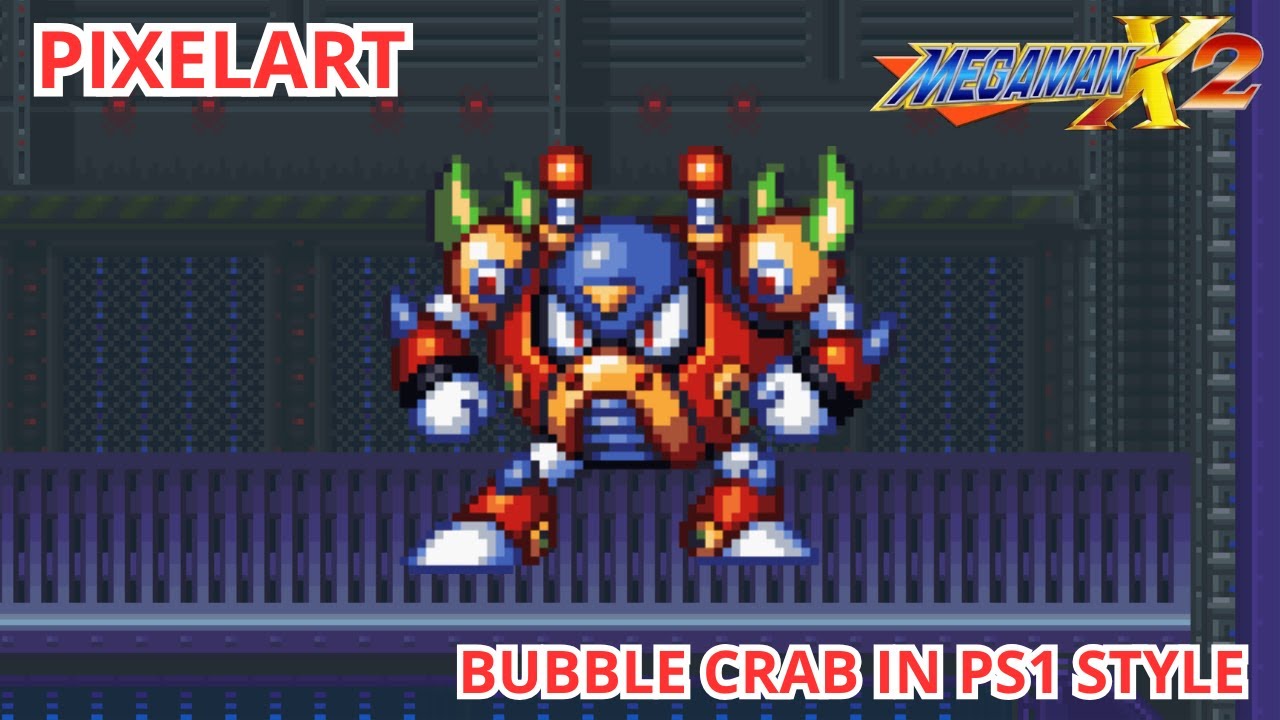 BUBBLE CRAB from MEGA MAN X2 in PS1 STYLE | Speed Paint PIXELART | KENSU WILLIAM