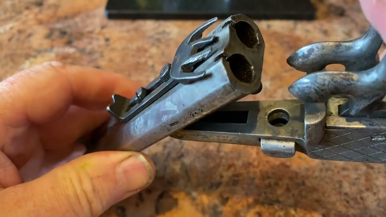 1850/60 Double barrel folding trigger pin fire pistol