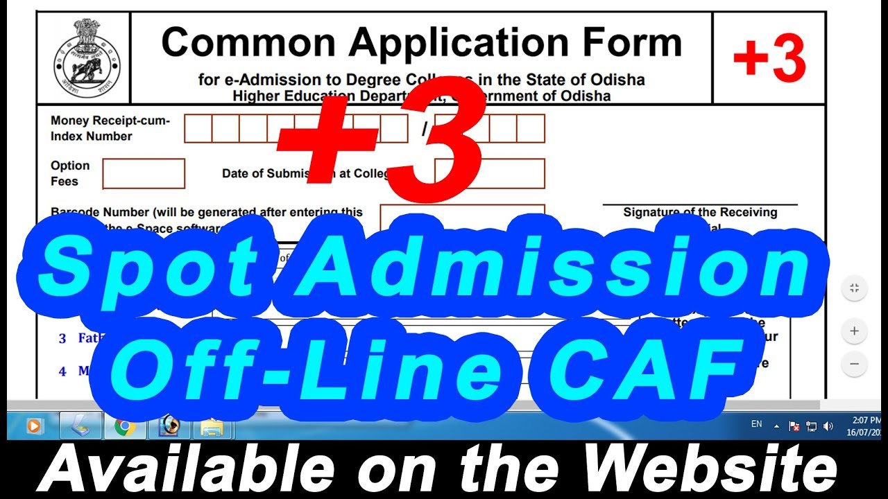 +3 Spot Admission Off-Line CAF 2018 Apply , SAMSODISHA