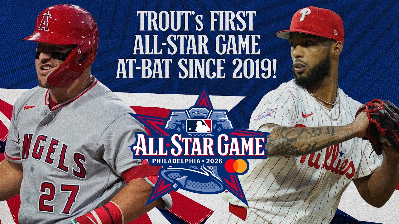 Cristopher S&aacute;nchez opens the 2026 MLB All-Star Game by STRIKING OUT Mike Trout! 🔔 | MLB Highlights