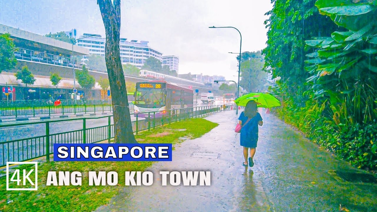 Walking Under Heavy Rain and Loud Thunder | Ang Mo Kio Town
