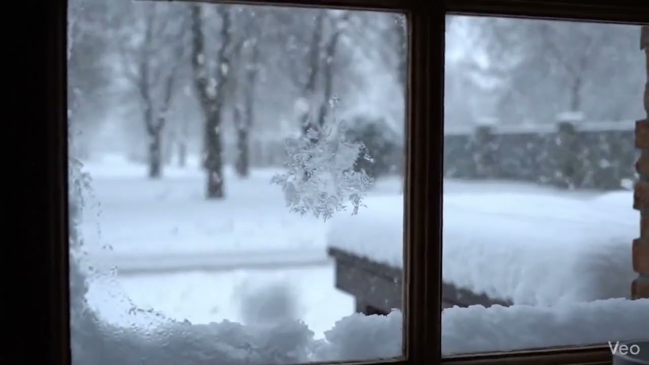 Pencere önünde izlenen kar yağışı. Watching the snowfall from outside the window.