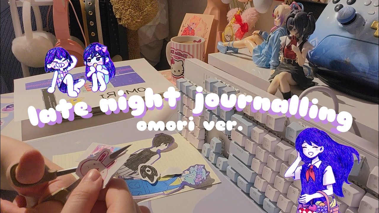 late night journaling🌙📖 omori spread, occasional subtitles ♡