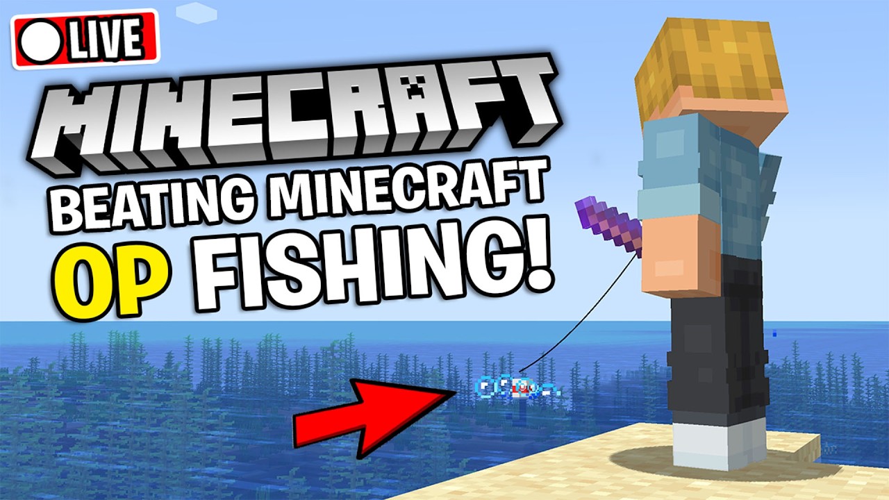 🔴 BEATING Minecraft With FISHING!? | Minecraft LIVE