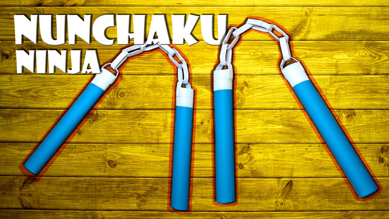 Ninja Nunchaku selber machen Spielzeug aus Papier basteln - ninja paper nunchaku DIY craft [4K]