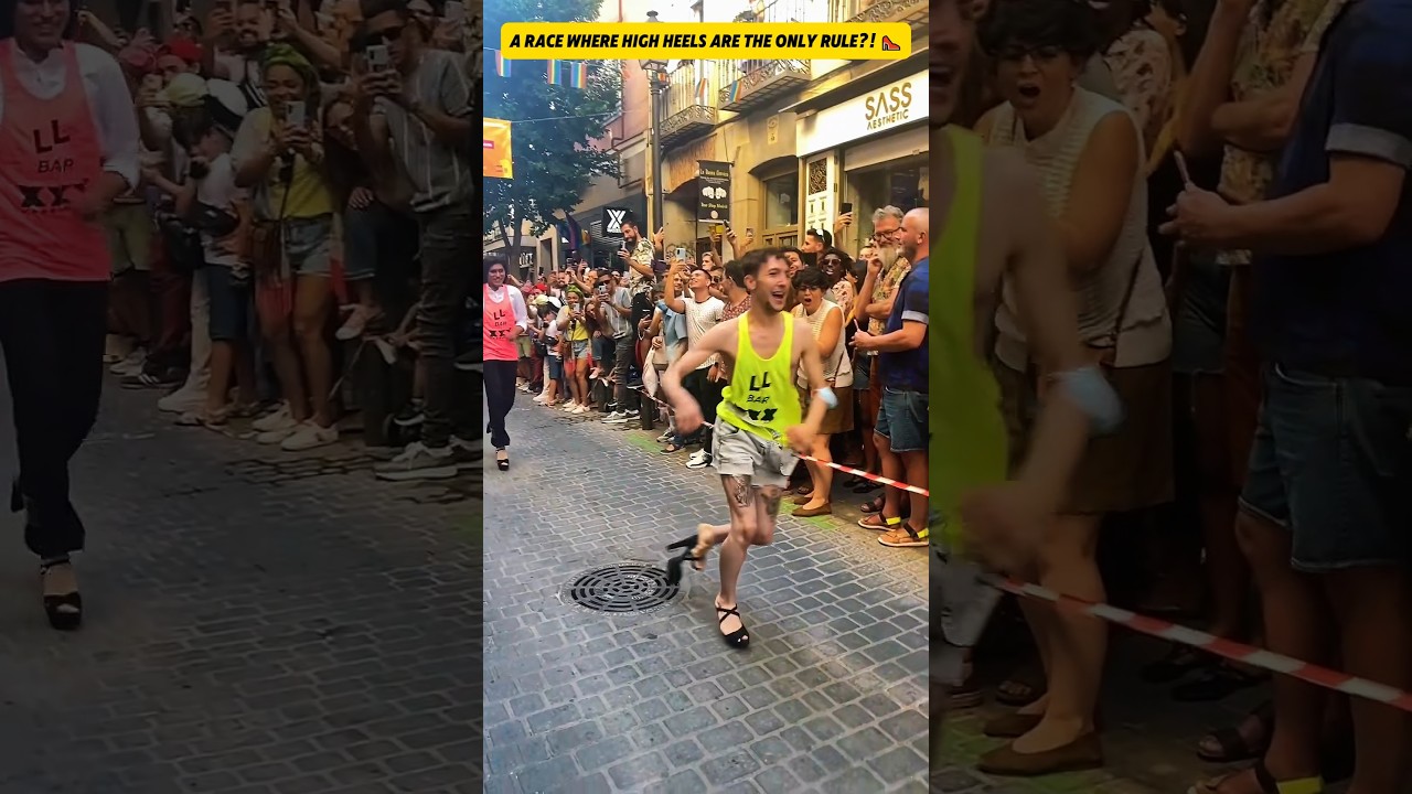Гонка на каблуках в Испании становится вирусной! 🏃&zwj;♂️👠 | Прайд-фестиваль в Мадриде 2025 #Шорты
