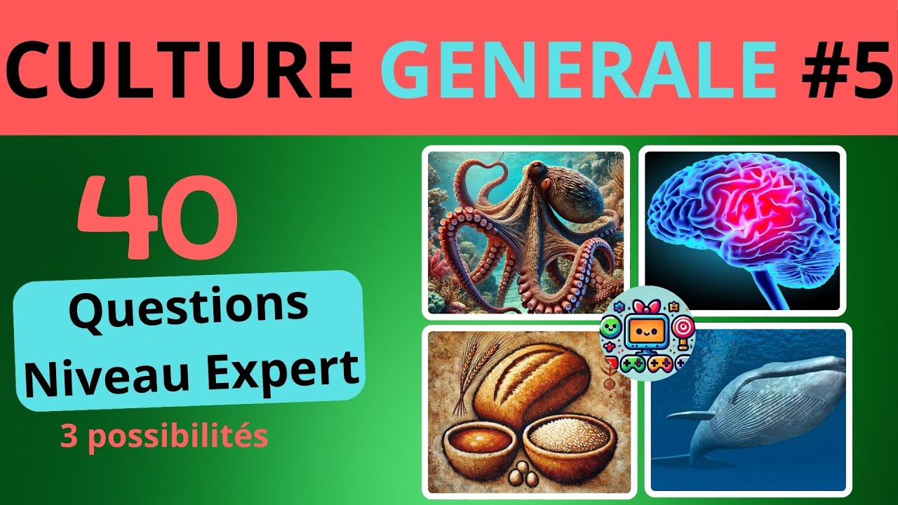 🧠QUIZ de culture GENERALE #5 : 40 questions NIVEAU EXPERT - 3 possibilités - 1 bonne réponse