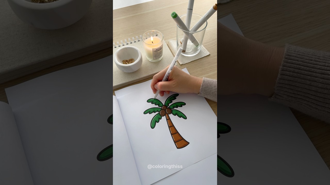 Color the first page of my new coloring book with me! 🍉☀️ #colorwithme #coloring #coloringpages