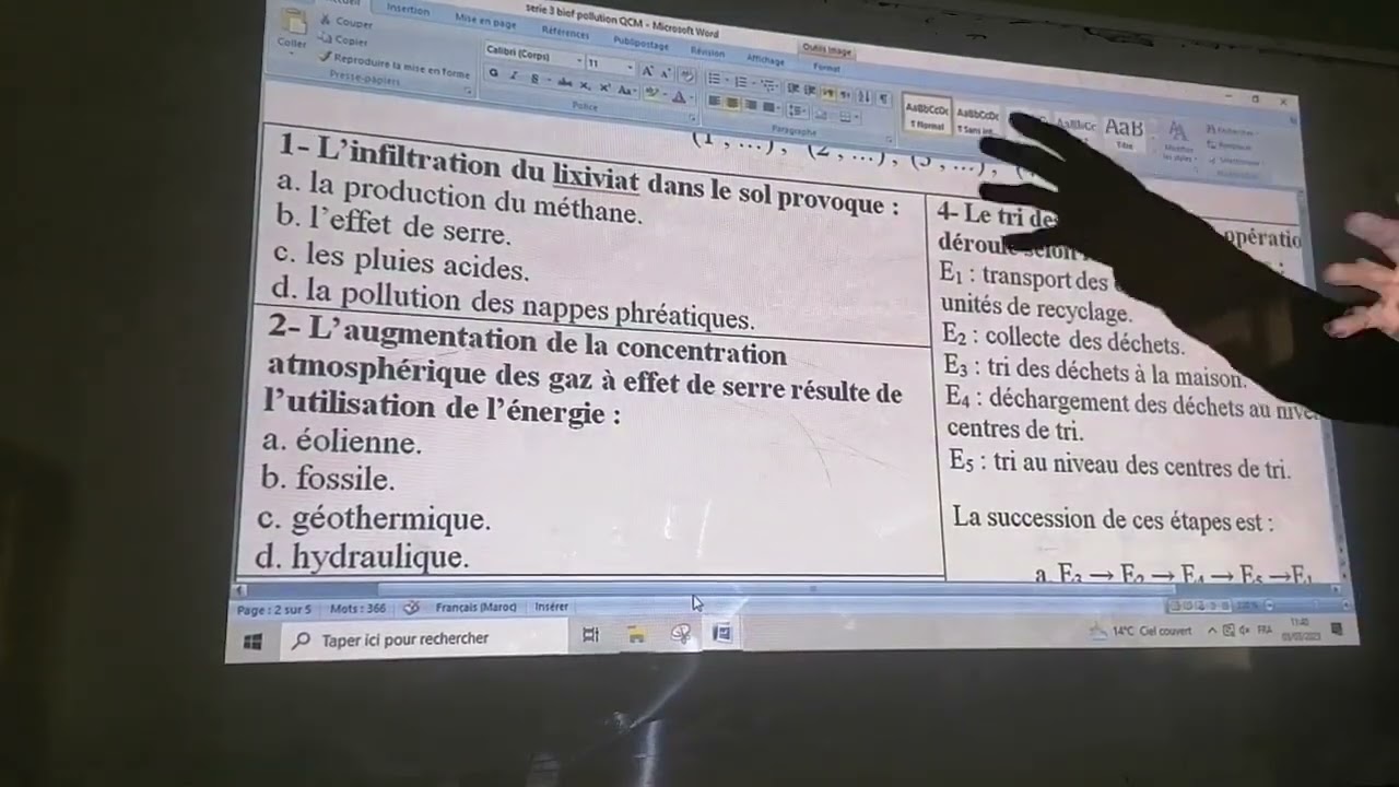 vidéo 2 : LA POLLUTION / Chapitre 1 : Les ordures ménagères issues de l’utilisation des M.O  / PC