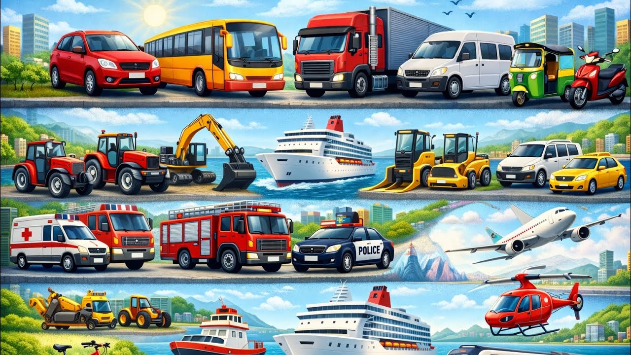 The Wheels on the Bus || The Vehicle Song for Kids || education english song ||