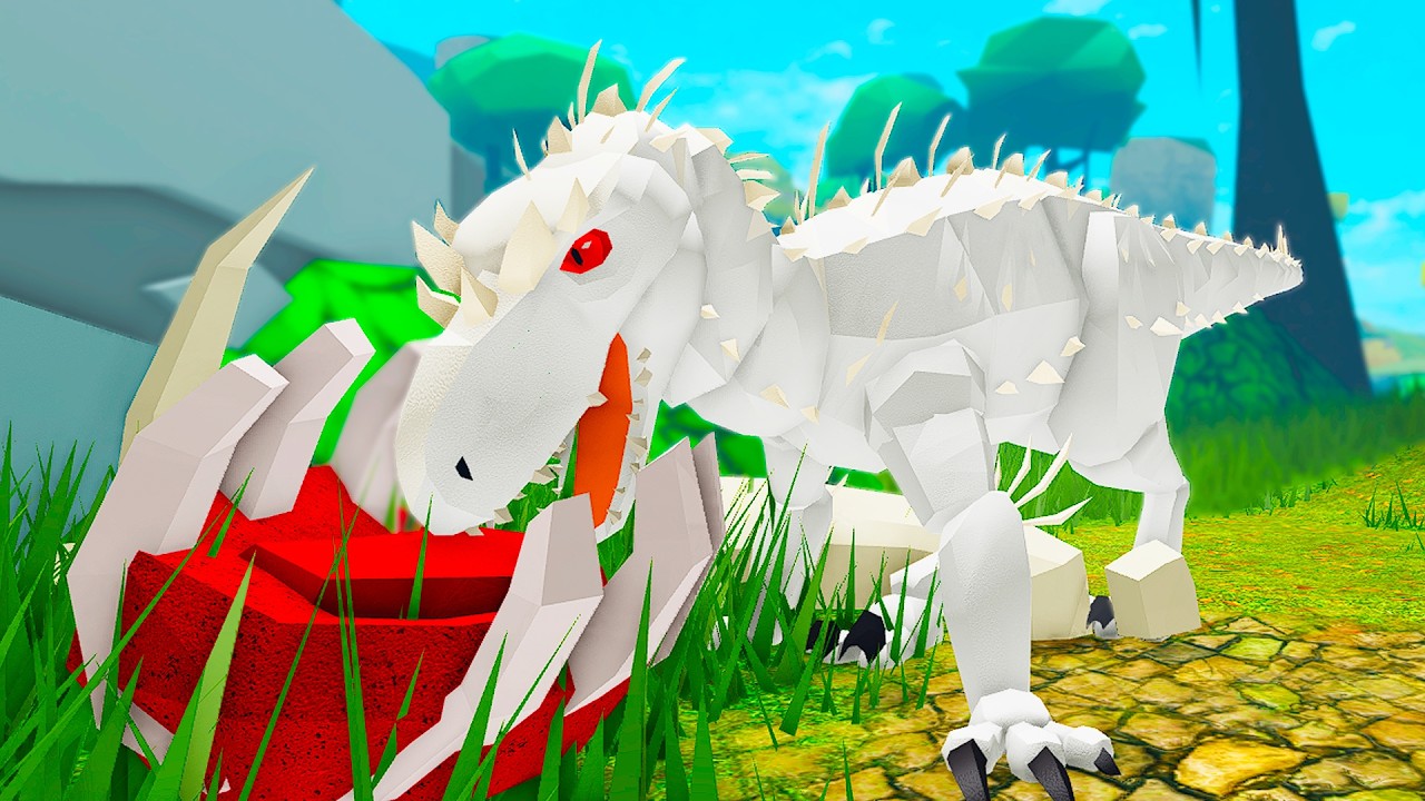 Jogando com INDOMINUS REX, O TERROR da ILHA! - Prehistoria ROBLOX (PT-BR)