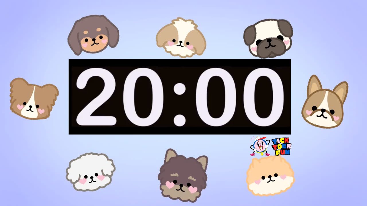 20 Minute Dog Timer | Fun Countdown with Cute Dogs & Upbeat Music