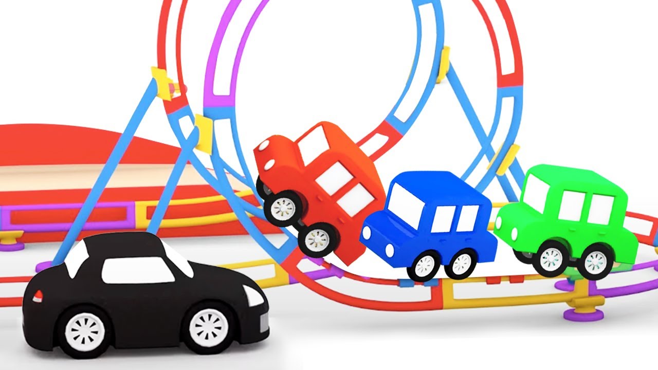 Divers&atilde;o com os quatro carros coloridos! Desenho animado infantil. Desenhos animados em portugu&ecirc;s