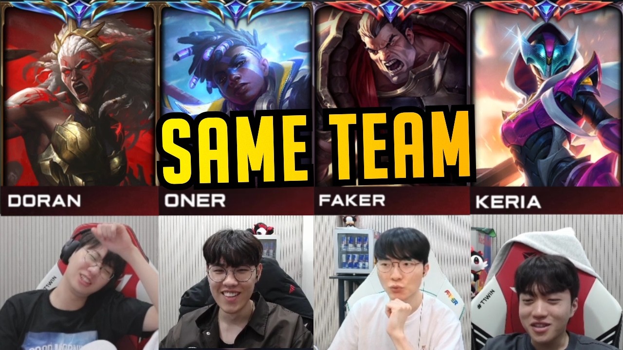 4 T1 Same Team in SoloQ!! T1 Faker Doran Oner Keria vs KR SoloQ