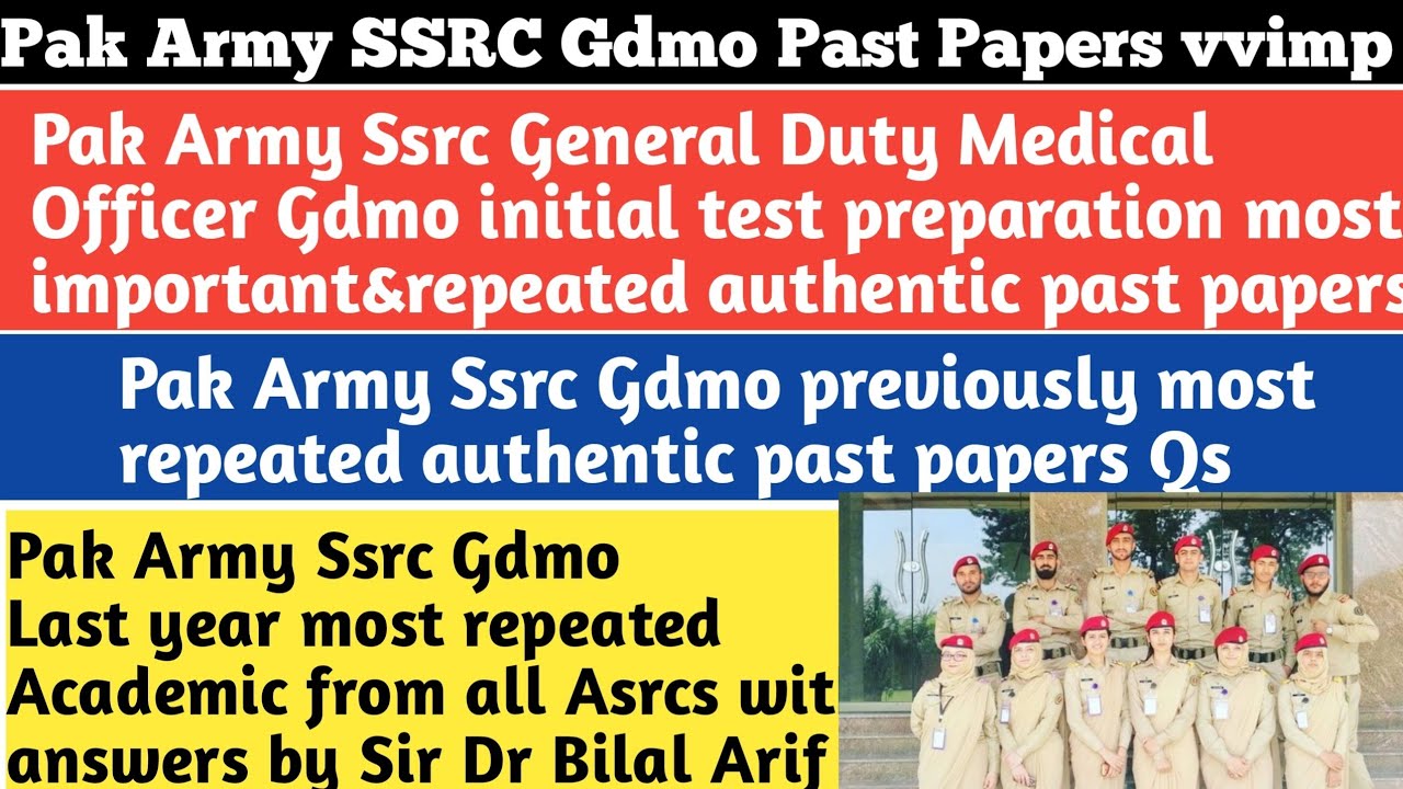 Pak Army Short Service Regular Commission SSRC General Duty Medical Officer Gdmo Past papers vvimp 