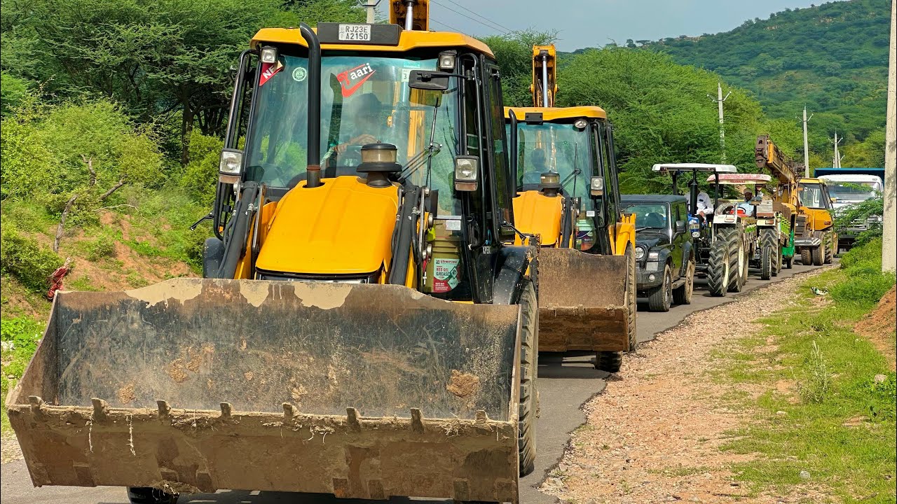 Jcb 3dx loading Mud in TATA Tippers Tractors Swaraj 855F New Holland 3630 4x4 Tractor jcb Thar Truck