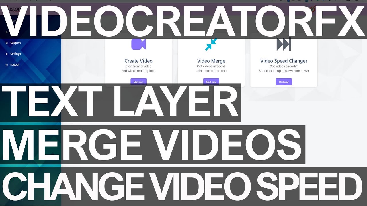 Simple video creator, text overlay, slow motion - change video speed