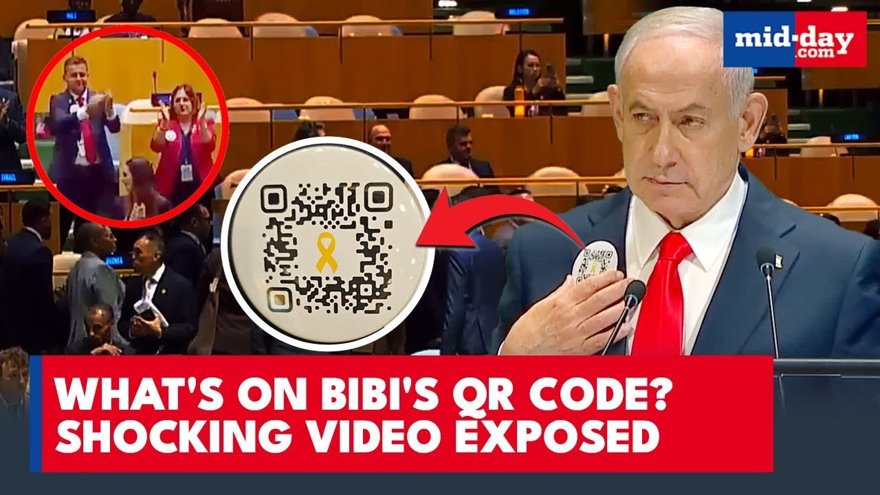 "You Can Remember Oct 7..." | Netanyahu Wears QR Code Pin at UN, Sparking Global Walkouts - WATCH
