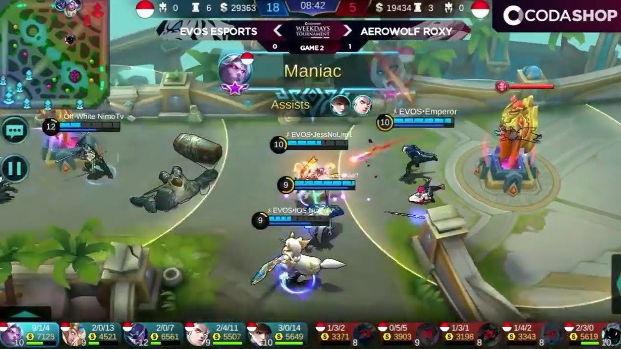 MARTIS JESS NO LIMIT MANIAC!!!  EVOS VS AEROWOLF ROXY TOURNAMENT MOBILE LEGEND MACTH 2